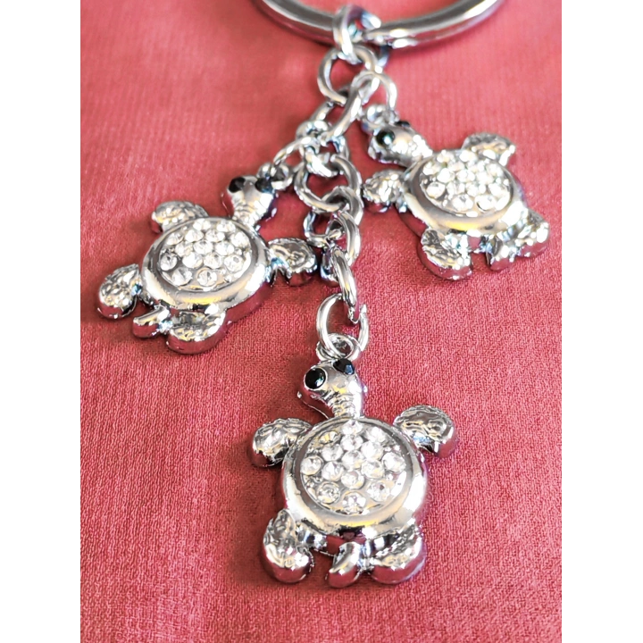 Gümüş Renkli Kaplumbağalar Metal Anahtarlık