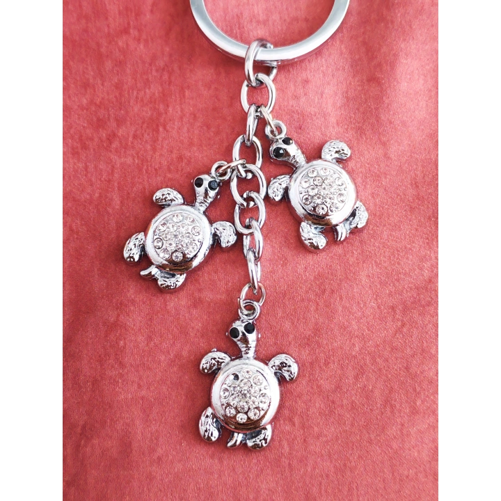 Gümüş Renkli Kaplumbağalar Metal Anahtarlık