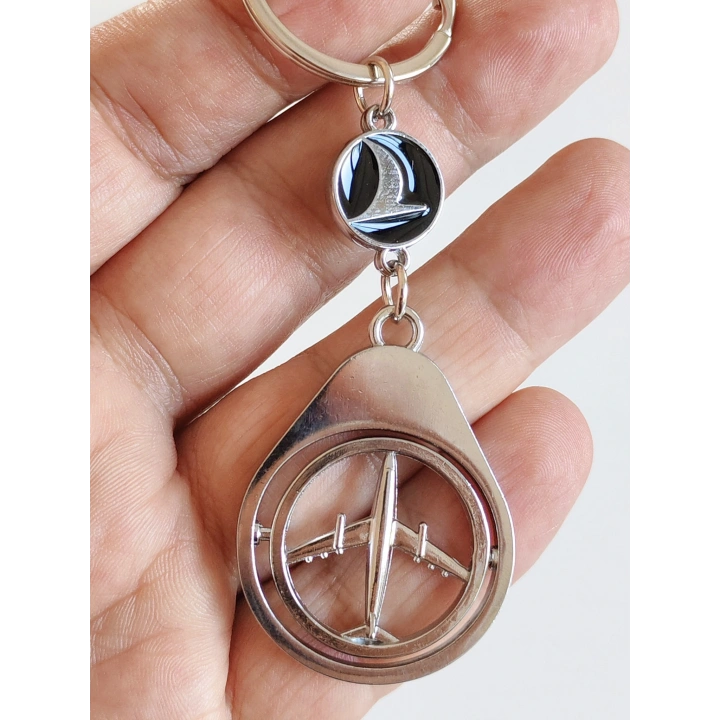 Hareketli Uçak Figürlü Metal Anahtarlık