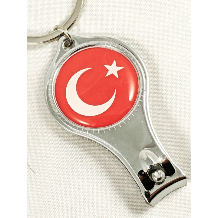 Türk Bayrağı Desenli Tırnak Makaslı Metal Anahtarlık