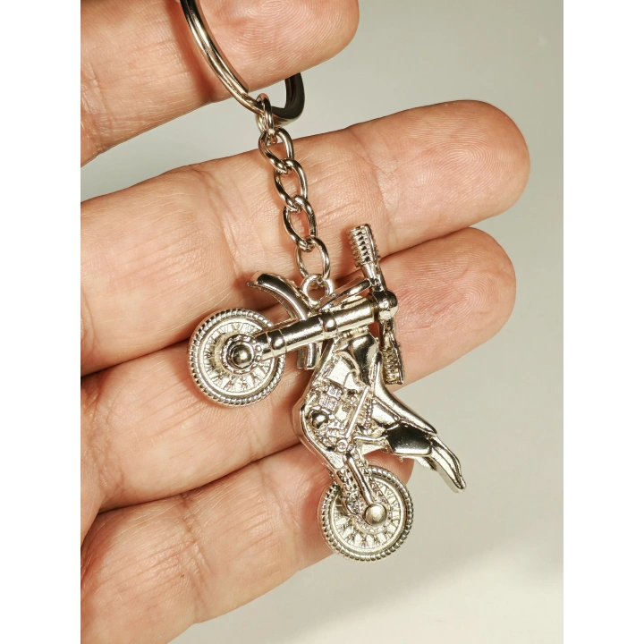 Gümüş Renk Oynar Gidonlu Motorsiklet Metal Anahtarlık