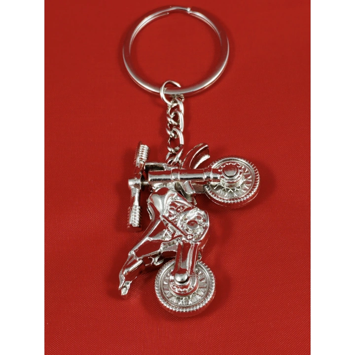 Gümüş Renk Oynar Gidonlu Motorsiklet Metal Anahtarlık