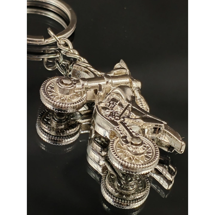 Gümüş Renk Oynar Gidonlu Motorsiklet Metal Anahtarlık