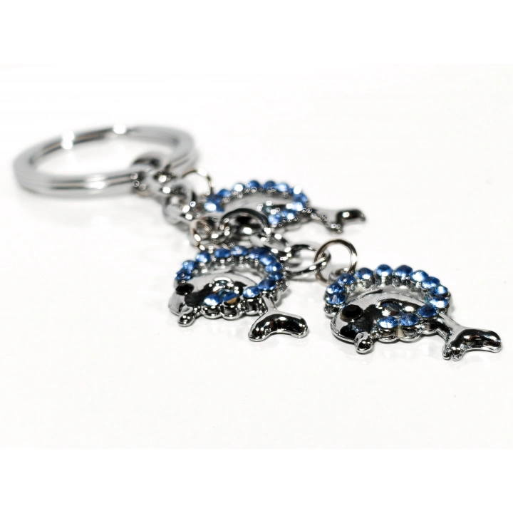Mavi Taşlı Yunus Balıklı Metal Anahtarlık