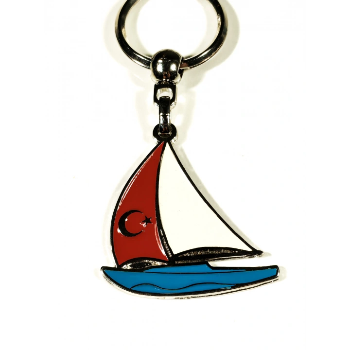 Yelkenli Tekne Metal Anahtarlık