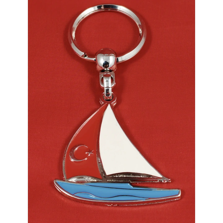 Yelkenli Tekne Metal Anahtarlık