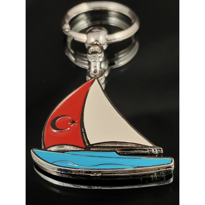Yelkenli Tekne Metal Anahtarlık