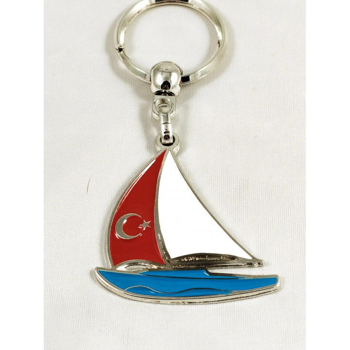 Yelkenli Tekne Metal Anahtarlık