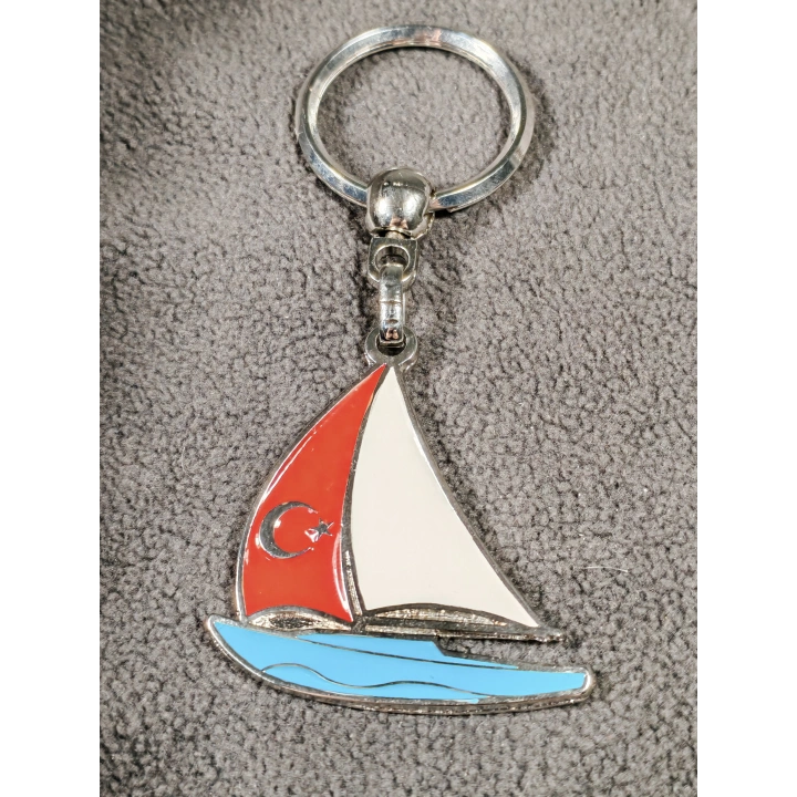 Yelkenli Tekne Metal Anahtarlık
