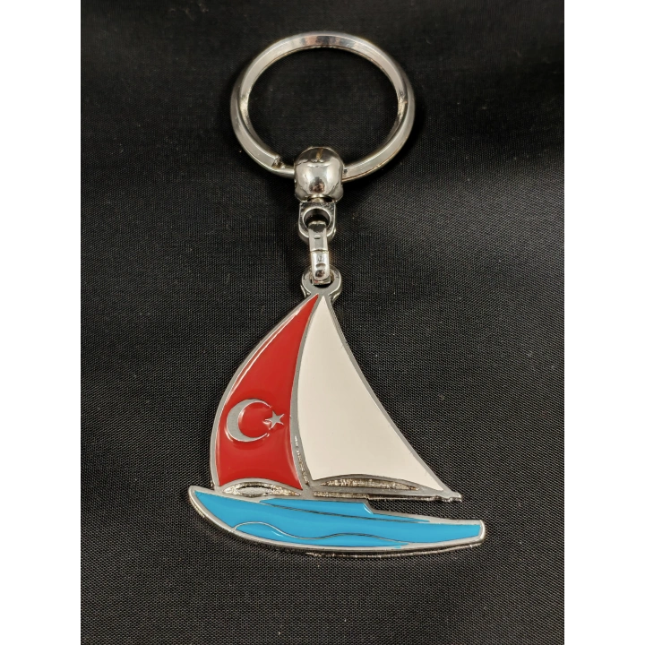 Yelkenli Tekne Metal Anahtarlık