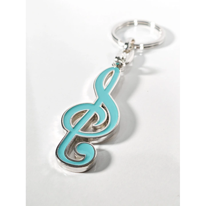 Mavi Sol Anahtarı Metal Anahtarlık