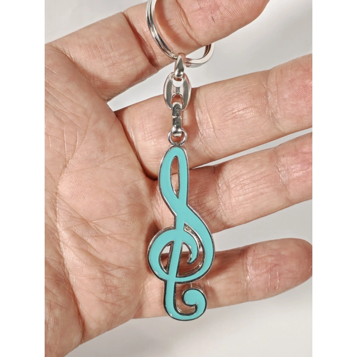 Mavi Sol Anahtarı Metal Anahtarlık