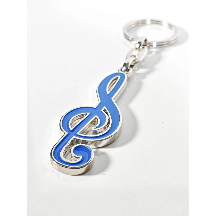 Lacivert Sol Nota Anahtarı Metal Anahtarlık