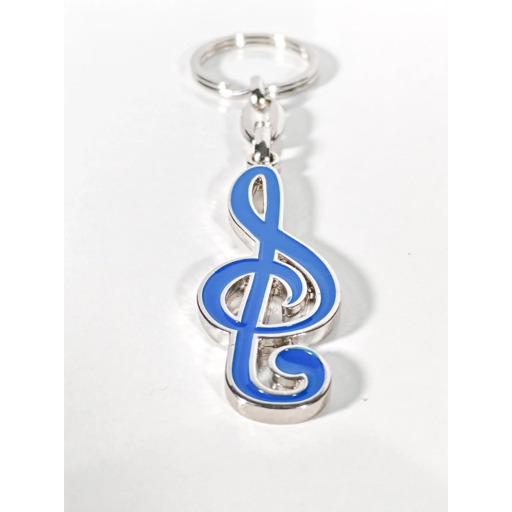 Lacivert Sol Nota Anahtarı Metal Anahtarlık