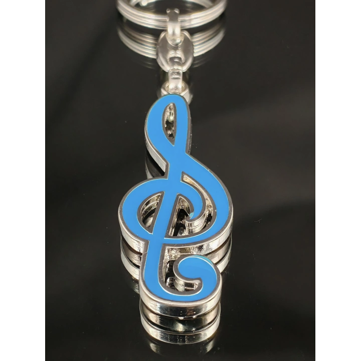 Lacivert Sol Nota Anahtarı Metal Anahtarlık