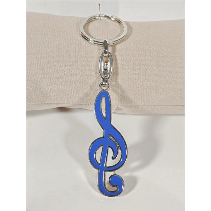 Lacivert Sol Nota Anahtarı Metal Anahtarlık