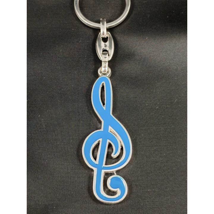 Lacivert Sol Nota Anahtarı Metal Anahtarlık