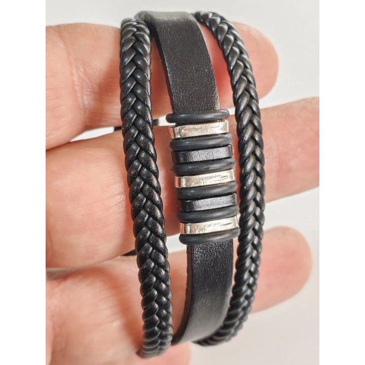 Siyah Deri Erkek Bileklik - Sevgililer Günü Hediyesi