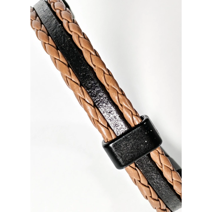 Kahverengi Örme Erkek Deri Bileklik