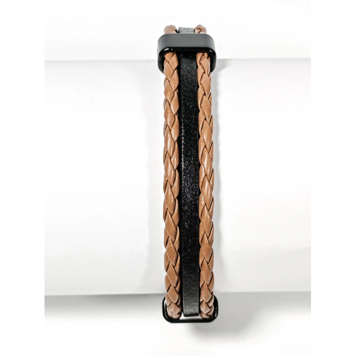 Kahverengi Örme Erkek Deri Bileklik