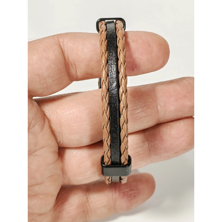 Kahverengi Örme Erkek Deri Bileklik