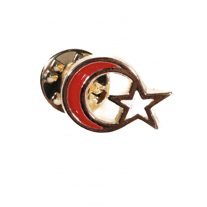 Kırmızı Ay beyaz Yıldızlı Metal Rozet