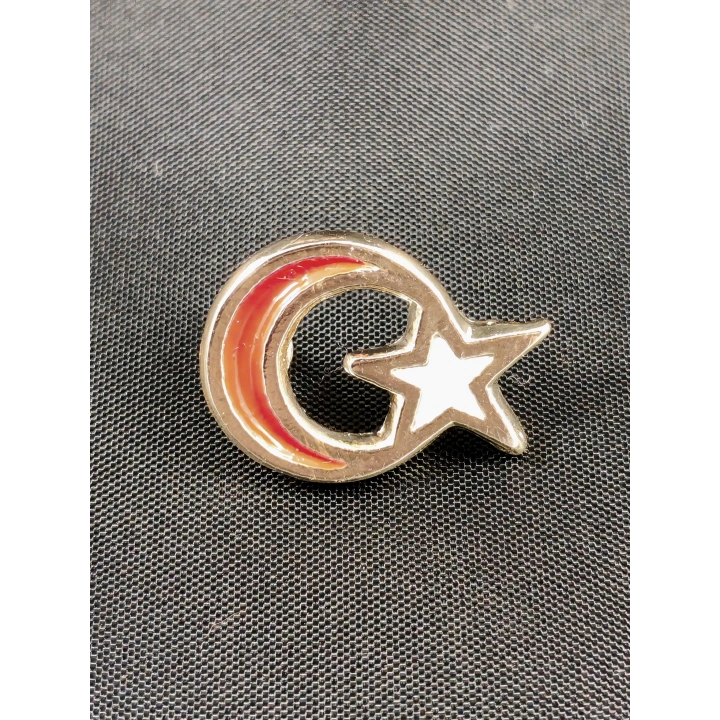 Kırmızı Ay beyaz Yıldızlı Metal Rozet