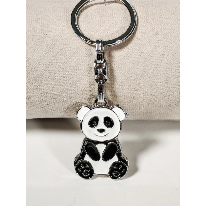 Panda Siyah ve Beyaz Metal Anahtarlık
