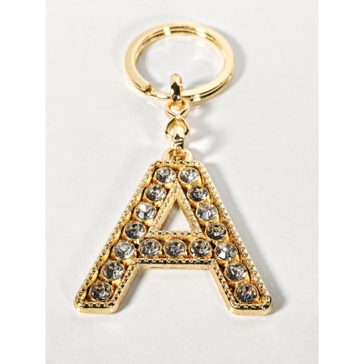 Taşlı A Harfi Gold Metal Anahtarlık – Kişisel Stil, Zarif Işıltı