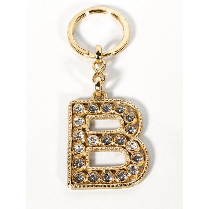 Taşlı B Harfi Gold Metal Anahtarlık – Kişisel Anlam, Zarif Işıltı ve Şık Detay