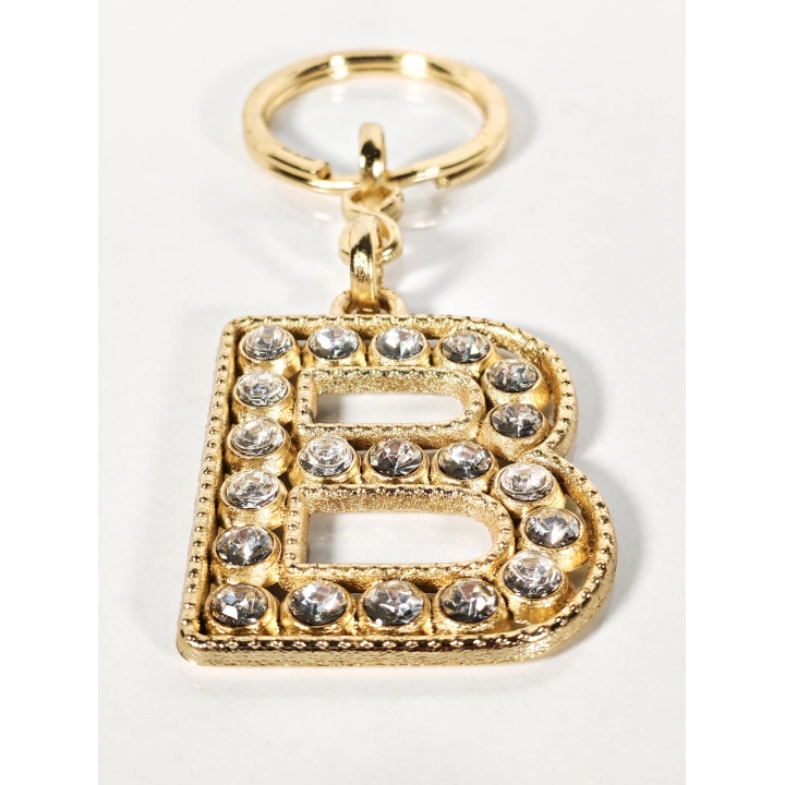 Taşlı B Harfi Gold Metal Anahtarlık – Kişisel Anlam, Zarif Işıltı ve Şık Detay