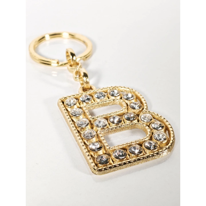 Taşlı B Harfi Gold Metal Anahtarlık – Kişisel Anlam, Zarif Işıltı ve Şık Detay