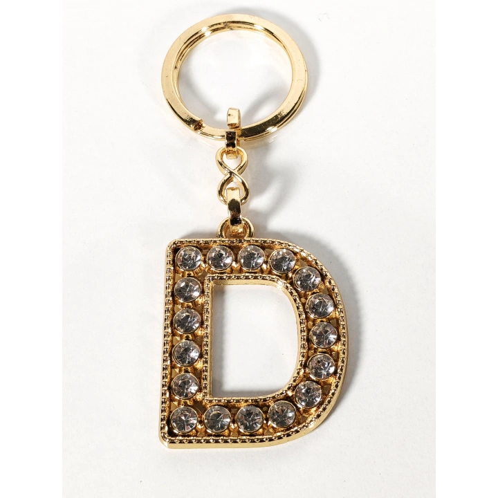 Taşlı D Harfi Gold Metal Anahtarlık – Kişisel Anlam, Zarif Işıltı ve Şık Tasarım