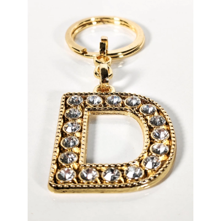 Taşlı D Harfi Gold Metal Anahtarlık – Kişisel Anlam, Zarif Işıltı ve Şık Tasarım