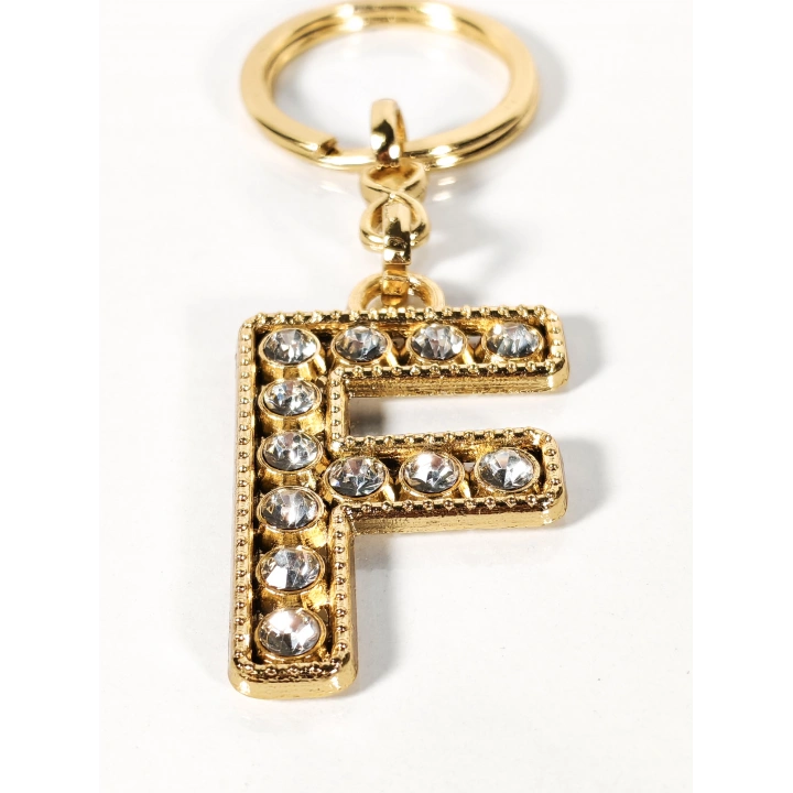 Taşlı F Harfi Gold Metal Anahtarlık – Kişisel Dokunuş, Şık Işıltı ve Zamansız Stil