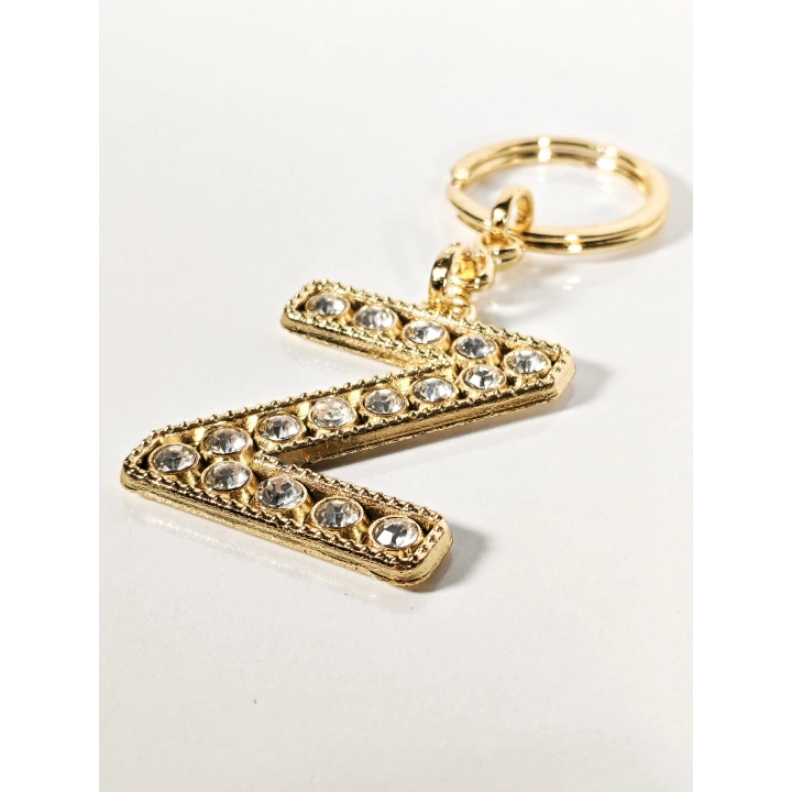 Taşlı Z Harfi Gold Metal Anahtarlık – Kişisel Anlam, Şık Işıltı ve Zarif Tasarım