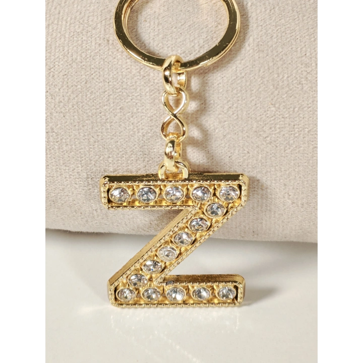 Taşlı Z Harfi Gold Metal Anahtarlık – Kişisel Anlam, Şık Işıltı ve Zarif Tasarım