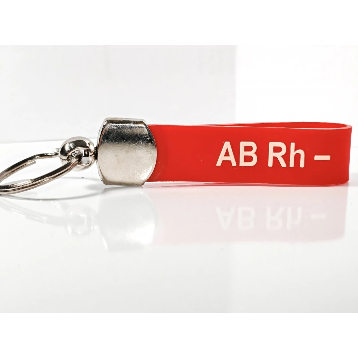 AB Rh(-) Negatif Kan Grubu Silikon Anahtarlık – Acil Durumlar İçin Hayati Bilgi