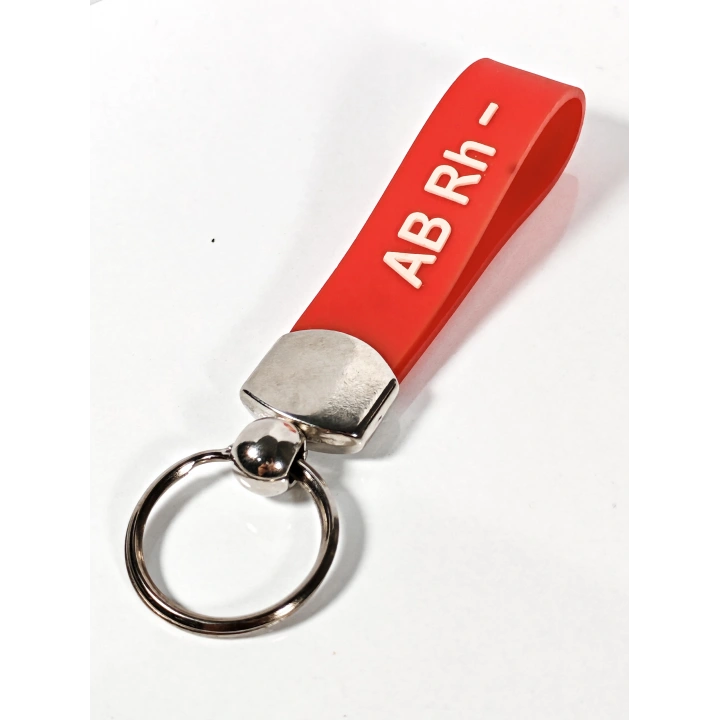 AB Rh(-) Negatif Kan Grubu Silikon Anahtarlık – Acil Durumlar İçin Hayati Bilgi