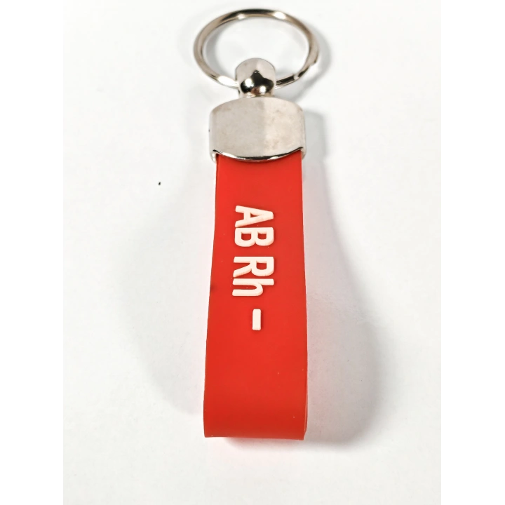 AB Rh(-) Negatif Kan Grubu Silikon Anahtarlık – Acil Durumlar İçin Hayati Bilgi