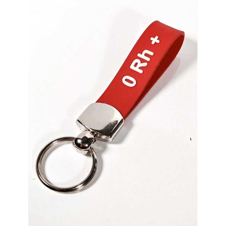 0 Rh(+) Pozitif Kan Grubu Silikon Anahtarlık – Acil Durumlar İçin Hayati Bilgi