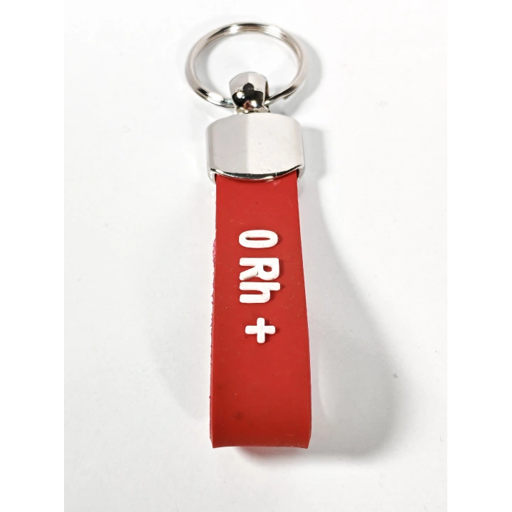 0 Rh(+) Pozitif Kan Grubu Silikon Anahtarlık – Acil Durumlar İçin Hayati Bilgi