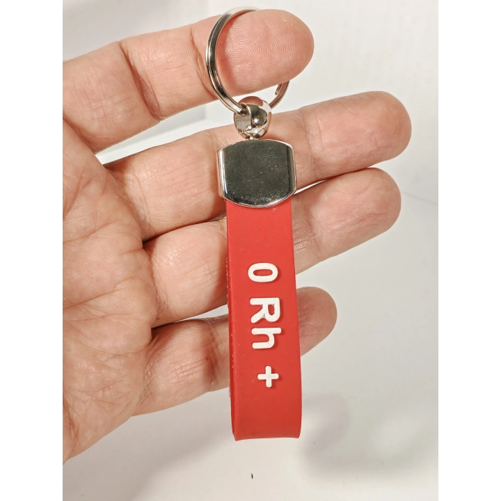 0 Rh(+) Pozitif Kan Grubu Silikon Anahtarlık – Acil Durumlar İçin Hayati Bilgi