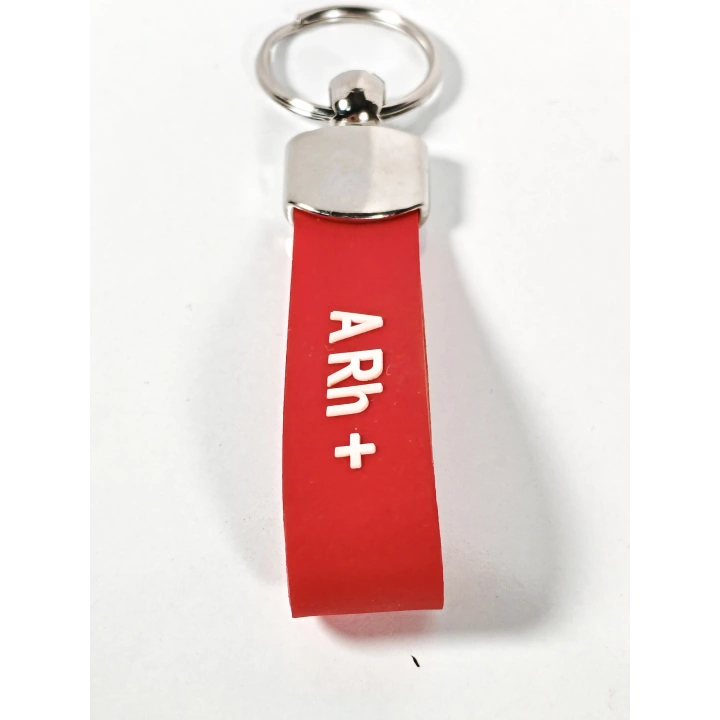 A Rh(+) Pozitif Kan Grubu Silikon Anahtarlık – Acil Durumlar İçin Hayati Bilgi