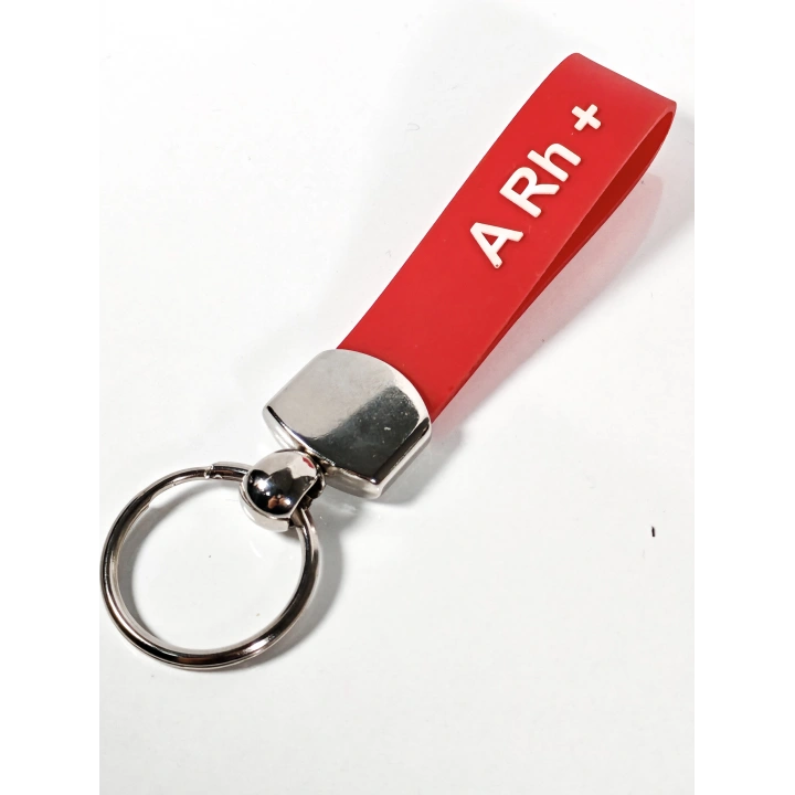 A Rh(+) Pozitif Kan Grubu Silikon Anahtarlık – Acil Durumlar İçin Hayati Bilgi