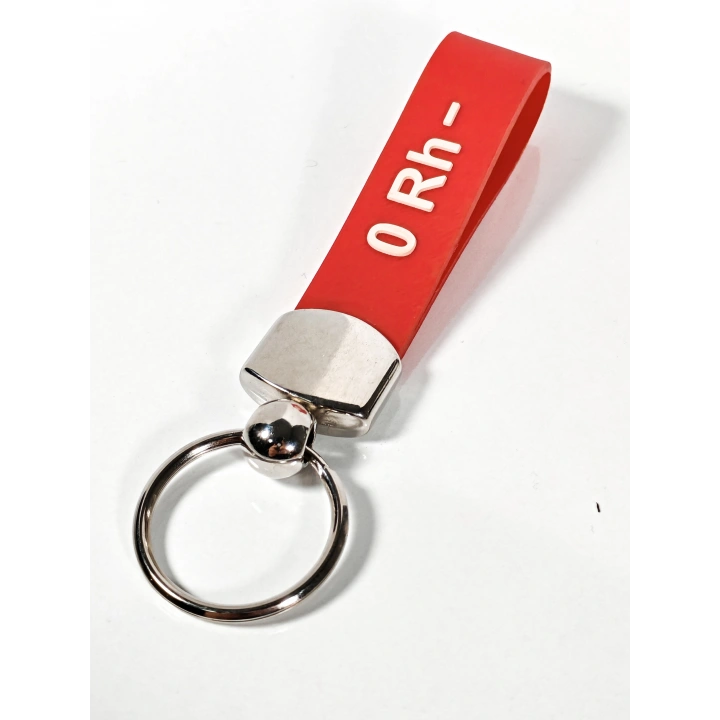 0 Rh(-) Negatif Kan Grubu Silikon Anahtarlık – Acil Durumlar İçin Hayati Bilgi