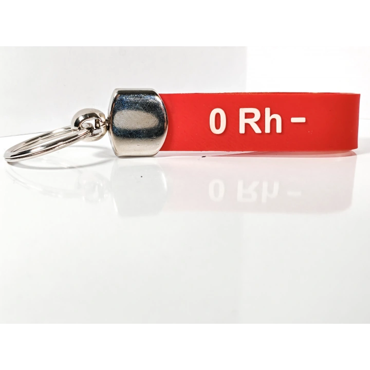 0 Rh(-) Negatif Kan Grubu Silikon Anahtarlık – Acil Durumlar İçin Hayati Bilgi