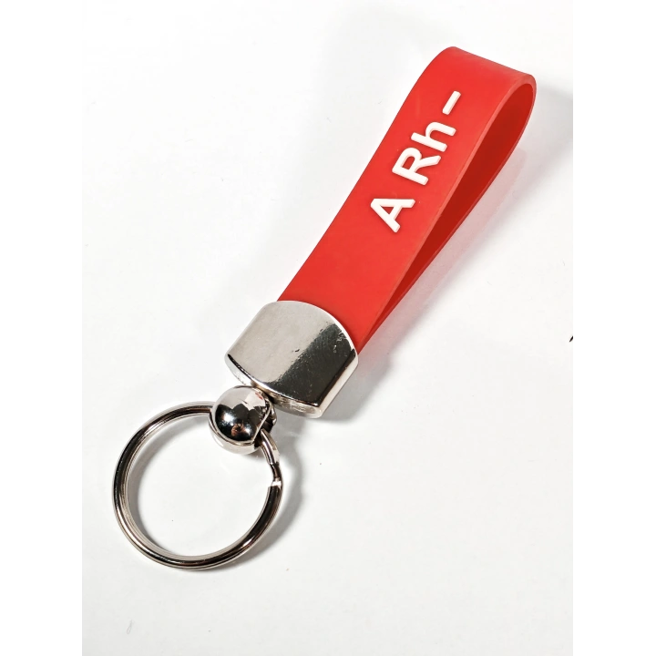 A Rh(-) Negatif Kan Grubu Silikon Anahtarlık – Acil Durumlar İçin Hayati Bilgi