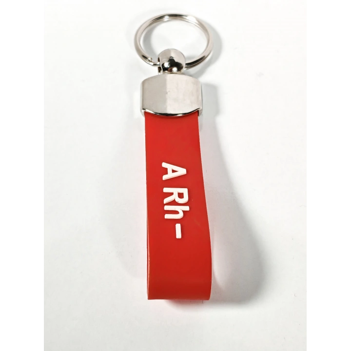 A Rh(-) Negatif Kan Grubu Silikon Anahtarlık – Acil Durumlar İçin Hayati Bilgi