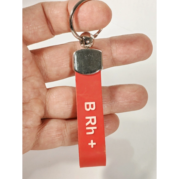 B Rh(+) Pozitif Kan Grubu Silikon Anahtarlık – Acil Durumlar İçin Hayati Bilgi